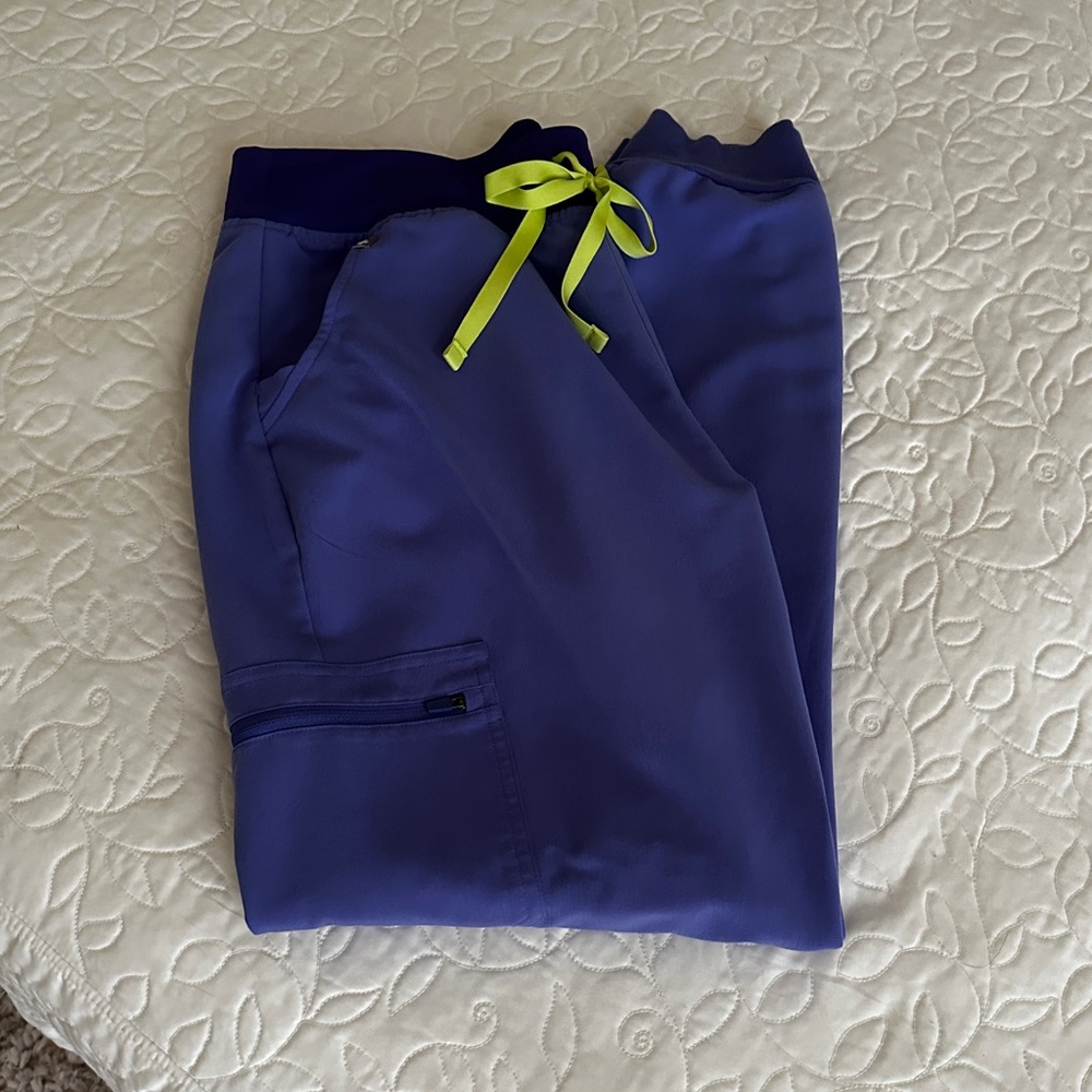 Figs Blueberry high waisted Zamora joggers.